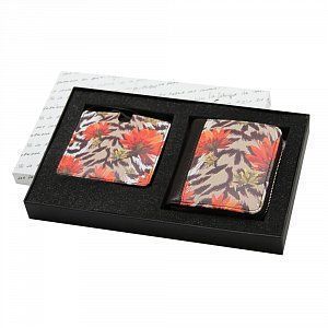 Набор в подарочной коробке из коллекции "Оазис": мини-кошелек на молнии, зеркало в чехле