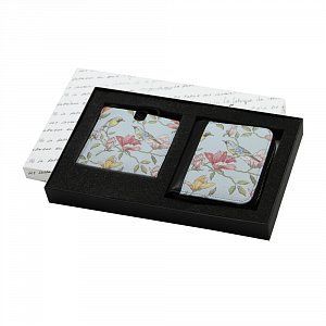 Набор в подарочной коробке из коллекции "Весна": мини-кошелек на молнии, зеркало в чехле