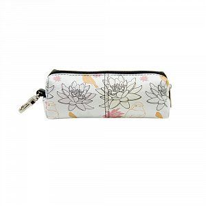 Ключница-футляр на молнии с карабином и принтом, натуральная кожа