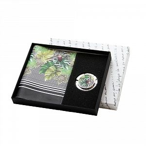 Набор в подарочной коробке: обложка для паспорта и держатель для сумки из коллекции "Тропикана" 