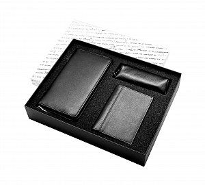 Набор в подарочной коробке кошелек Large, бумажник, ключница-футляр на молнии